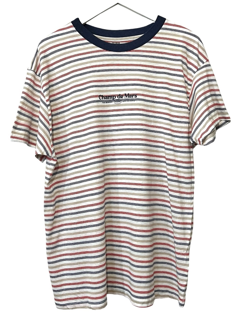 Cotton On "Champ de Mars Paris"‎ striped graphic ringer t-shirt, Men’s, Large